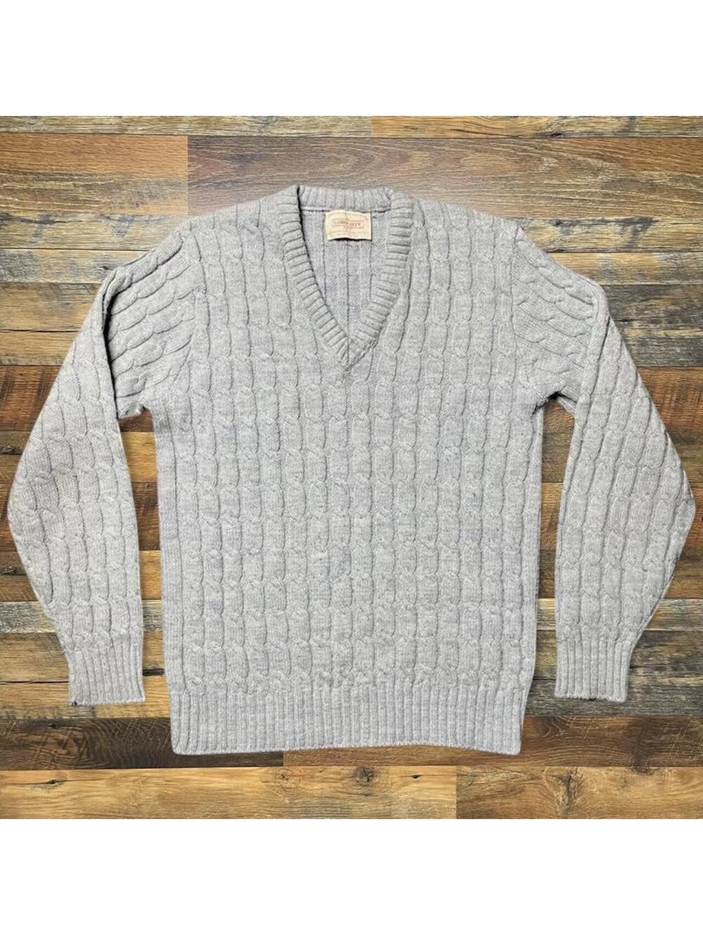 Vintage Blue Knit Sweater Lord Jeff V-Neck Size Medium.